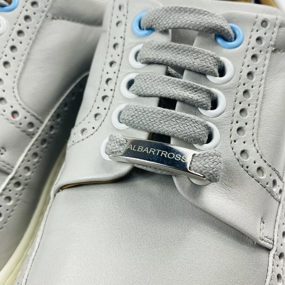 Royal Albartross Gray Leather Wing Tip Spikeless VIbram Golf Shoes Size US 9 NEW - Picture 3 of 7